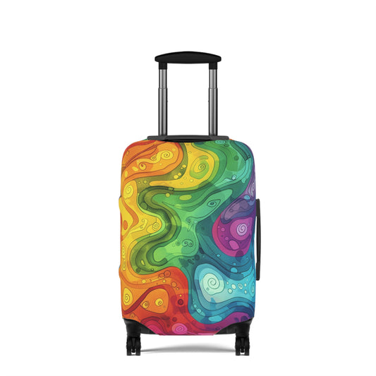 Tie Dye Luggage Cover, Bold Color Bag Protector, Fun Cherry Travel Accessories, Groovy Suitcase Sleeve, Vibrant Print